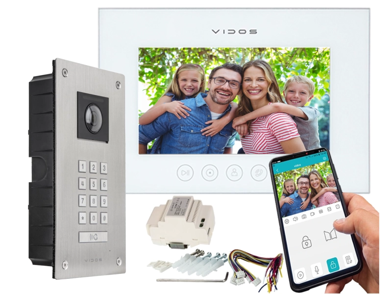 Wideodomofon Vidos X stacja bramowa z szyfratorem S14D (podtynkowa) oraz monitor M11W-X WiFi Android FHD