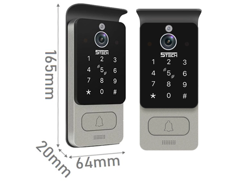 Wideodomofon do domu natynkowy WiFi 5Tech Verus 84228 Podświetlany szyfrator, kąt widzenia 160°, czytnik zbliżeniowy Aplikacja Tyua