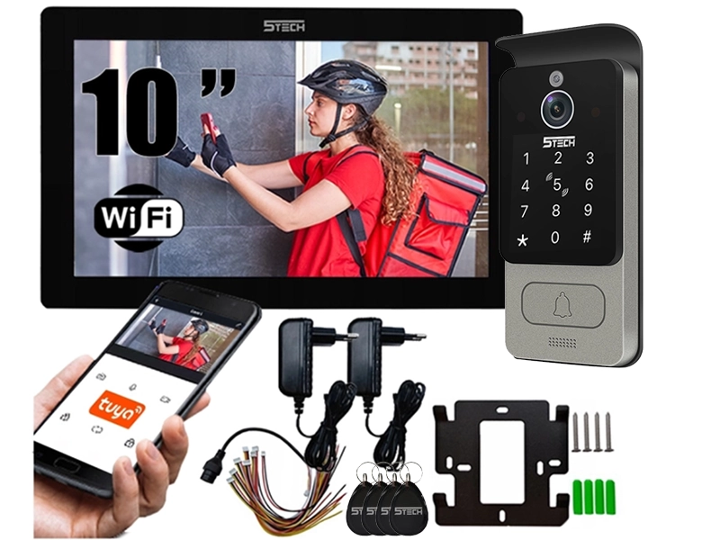 Wideodomofon do domu natynkowy 2-żyłowy WiFi 5Tech 82228 Virgo Podświetlany szyfrator, kąt widzenia 160°, czytnik zbliżeniowy Aplikacja Tyua