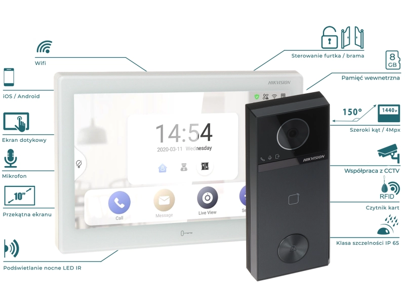 Wideodomofon WiFi IP Hikvision Monitor 10