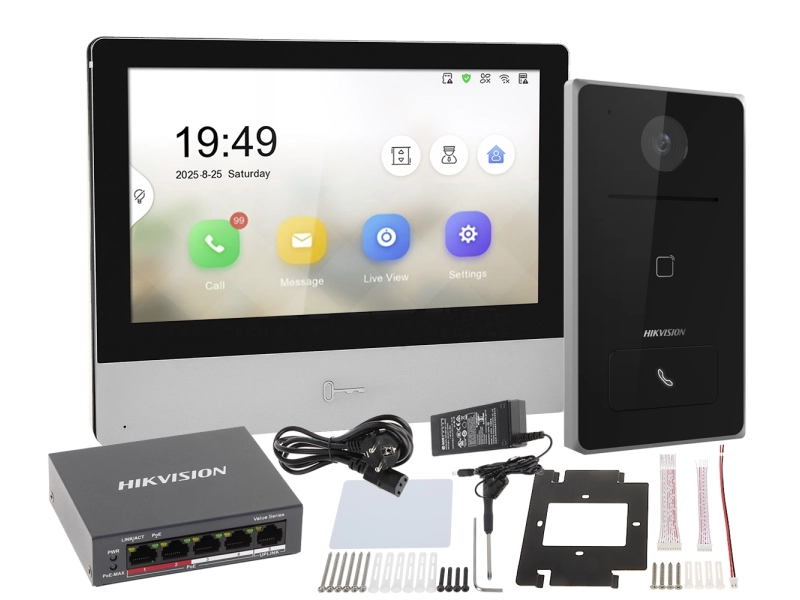 Wideodomofon zestaw IP DS-KH8350-WTE1 + DS-KV6133-WME1/SU Hikvision Czytnik Zbliżeniowy
