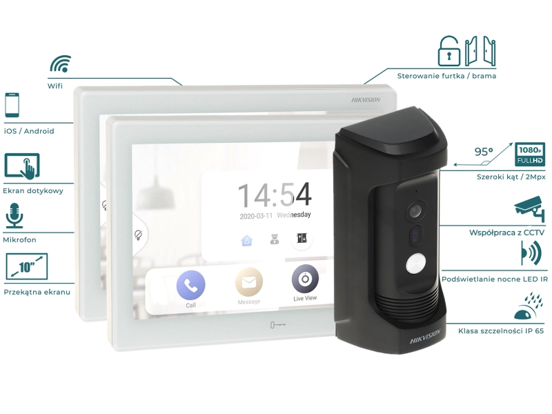Wideodomofon WiFi IP Hikvision 2 Duże Monitory 10