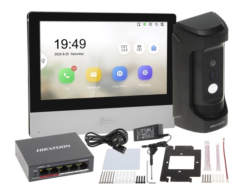 Wideodomofon Hikvision zestaw IP DS-KH8350-WTE1 + DS-KB8113-IME1(B) Kamera 2Mpx z regulowanym kątem widzenia