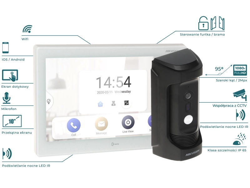 Wideodomofon WiFi IP Hikvision Monitor 10