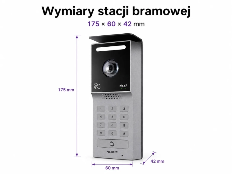Wideodomofon Nexwei 2-żyłowy NW-ZIP-2W Podświetlany szyfrator, kąt widzenia 150°, czytnik zbliżeniowy, Aplikacja Tyua