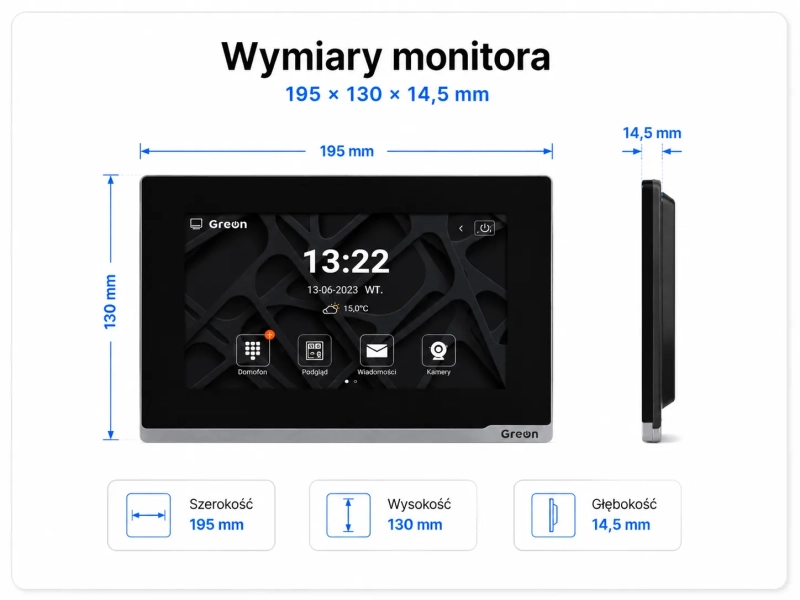 Wideodomofon IP Greon GR-IS2IPS + GR-OS10K(G) Android 10 WiFi Tuya RFID