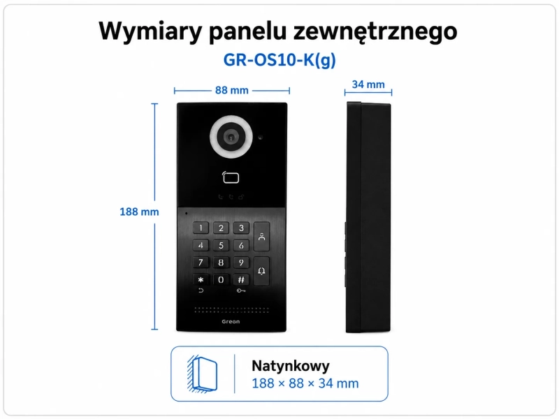 Wideodomofon IP Greon GR-IS2IPS + GR-OS10K(G) Android 10 WiFi Tuya RFID