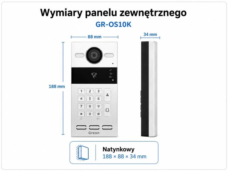 Wideodomofon IP Greon GR-IS2IPS + GR-OS10K Android 10 WiFi Tuya RFID