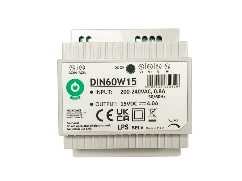 Zasilacz 15V 60W 4A na szynę DIN IP20