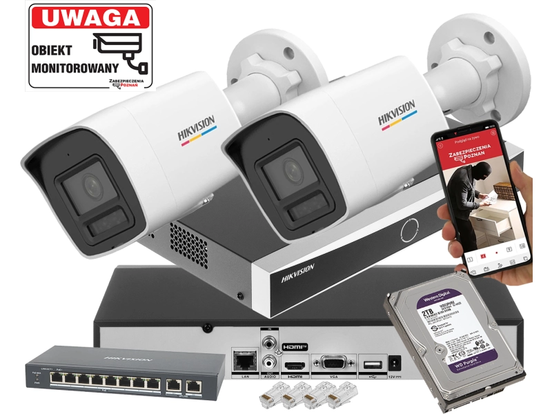 Mały zestaw 2 kamer IP Hikvision DS-2CD1067G3-LIU 6Mpx Smart Hybrid Light/ColorVu Detekcja Ruchu 3.0