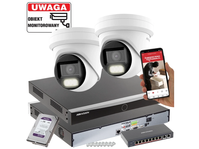 Zestaw 2 kamery Hikvision DS-2CD2H43G2-LIZS2U(2.8-12mm) 4MPX MotoZoom Smart Hybrid Light Acusense