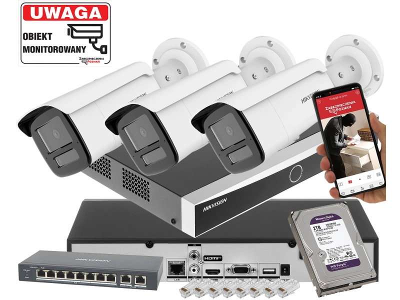 Zestaw 4 kamer IP DS-2CD2545FWD-I Hikvision 4 Mpx IR10