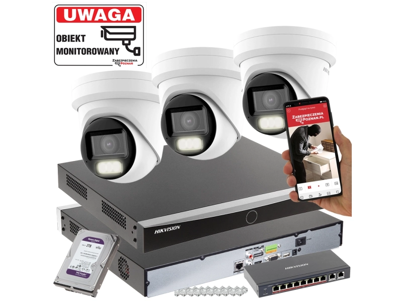 3 kamery zestaw Hikvision DS-2CD2H43G2-LIZS2U(2.8-12mm) 4MPX MotoZoom Smart Hybrid Light Acusense