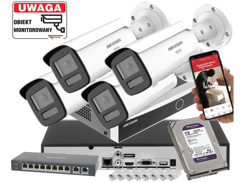 Zestaw 4 kamer IP DS-2CD2545FWD-I Hikvision 4 Mpx IR10