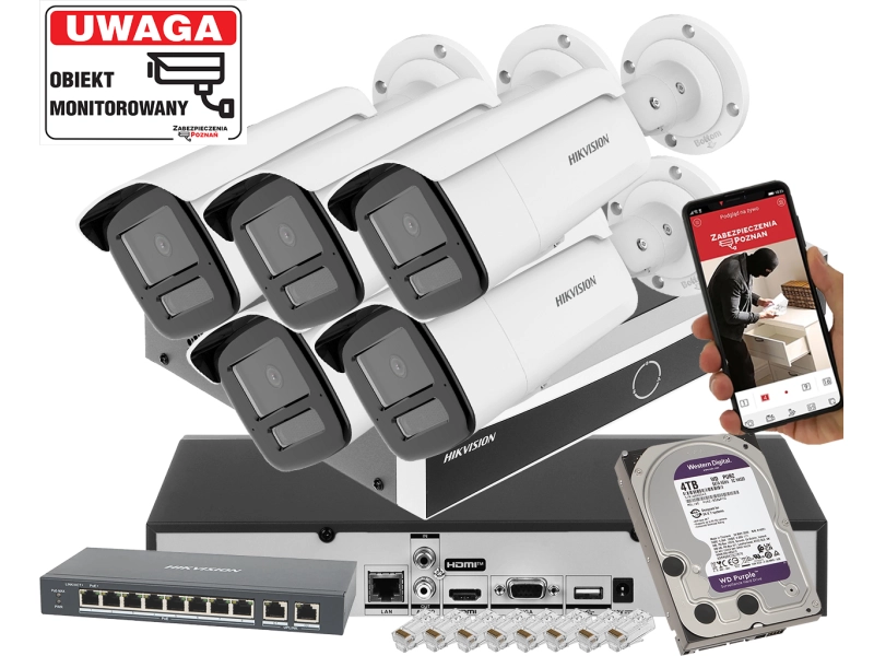 Zestaw 4 kamer IP DS-2CD2545FWD-I Hikvision 4 Mpx IR10