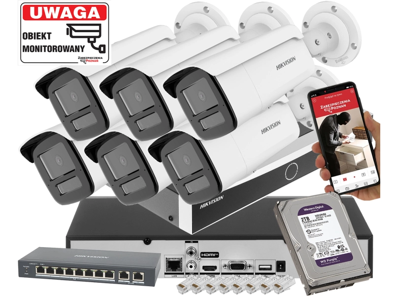 Zestaw 4 kamer IP DS-2CD2545FWD-I Hikvision 4 Mpx IR10