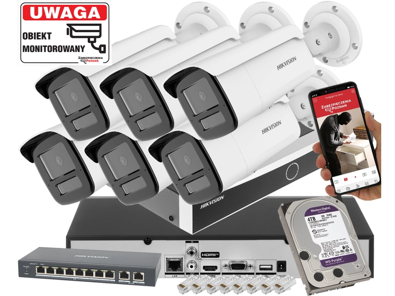 Zestaw 4 kamer IP DS-2CD2545FWD-I Hikvision 4 Mpx IR10