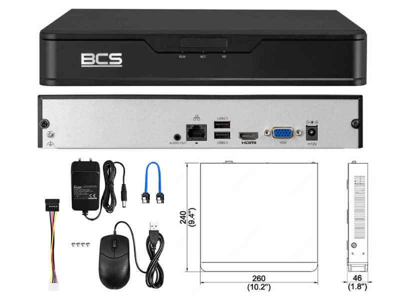 Zestaw monitoringu domu 2 kamery BCS POINT IP BCS-P-TIP14FSR5 4MPx IR 50m Mikrofon