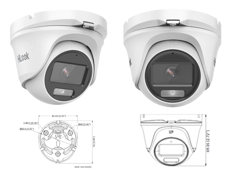 Zestaw do monitoringu posesji 4x kamera kopułowa Hybrid Light 5Mpx, Rejestrator 4 kanałowy - HiLook by Hikvision