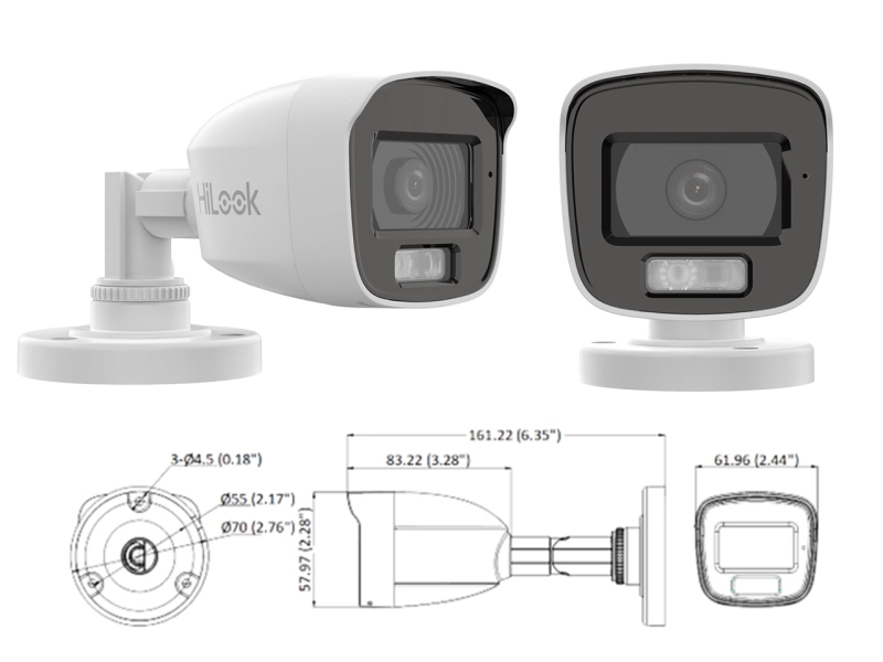 Zestaw monitoringu domu 8 kamer HiLook by Hikvision 5Mpx Podwójny oświetlacz IR + LED + Rejestrator Dysk 1TB