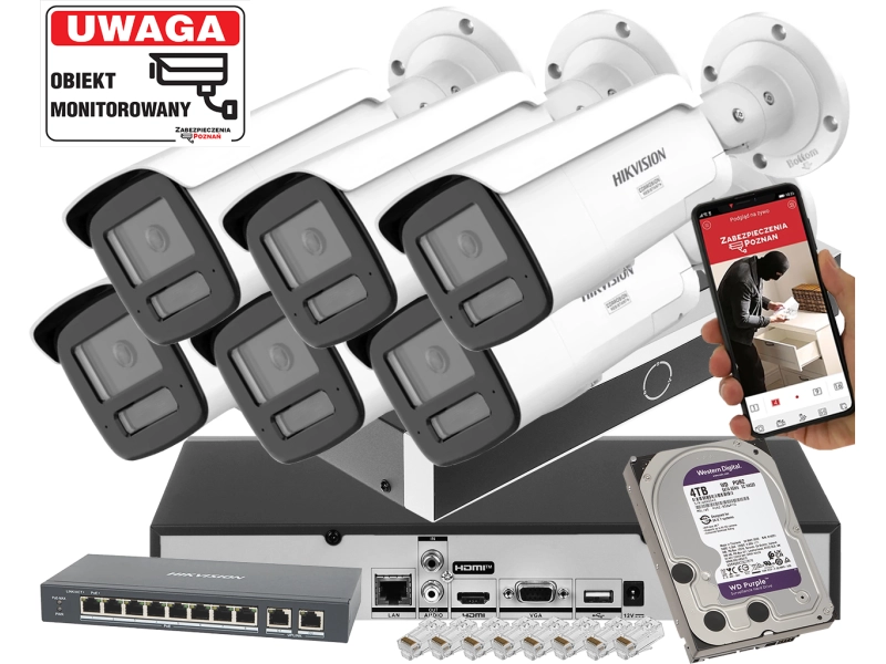 Zestaw 4 kamer IP DS-2CD2545FWD-I Hikvision 4 Mpx IR10