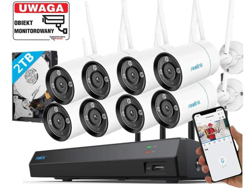 Zestaw WiFi 8 kamer W320X 4Mpx ColorX Smart Detekcja Mikrofon + Rejestrator + Dysk 2TB