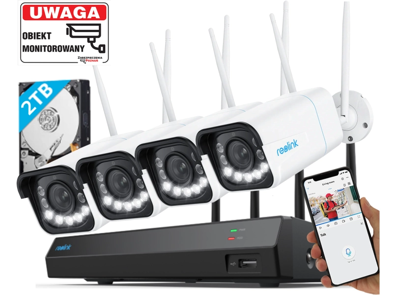 Zestaw kamer WiFi 4K z obiektywem MotoZoom Reolink 4x kamera W430 8Mpx Smart Detekcja Mikrofon