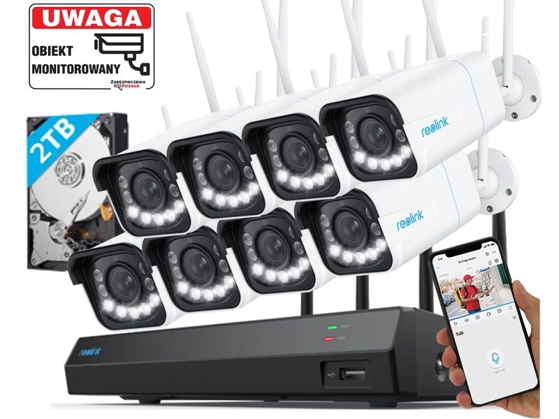 Duży Zestaw kamer WiFi 4K z obiektywem MotoZoom Reolink 8x kamera W430 8Mpx Smart Detekcja Mikrofon