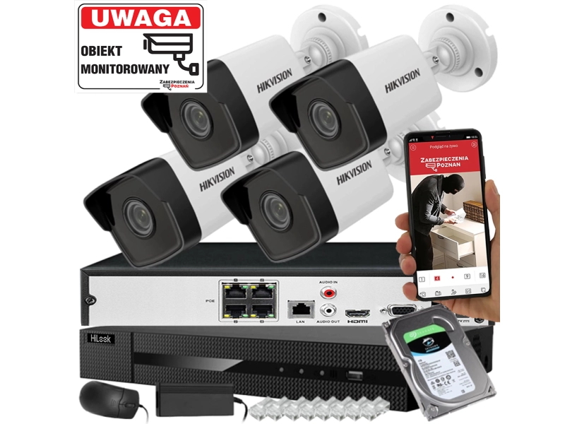 Zestaw do monitoringu 4 kamery IP Hikvision IPCAM-B4 4Mpx