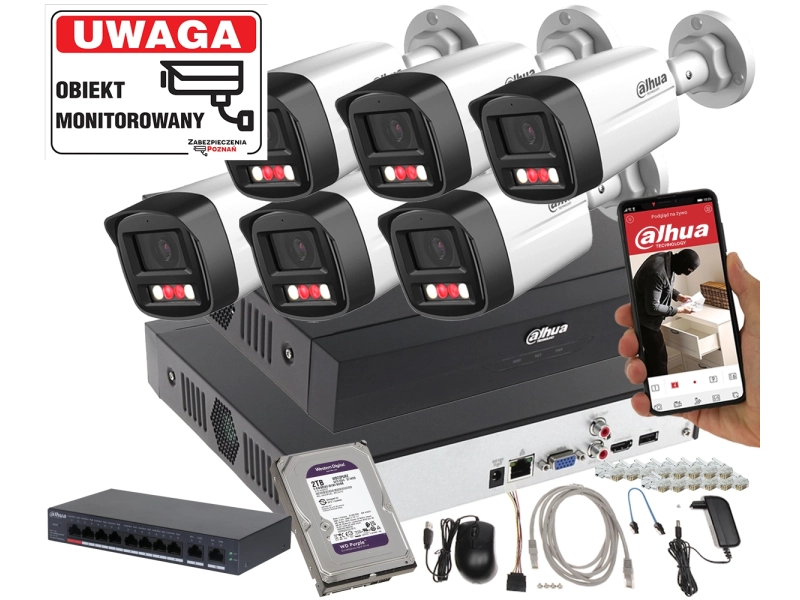 Monitoring do domu 6 kamer IP Dahua IPC-HFW1439TL1-A-IL 4Mpx Smart Dual Light Mikrofon
