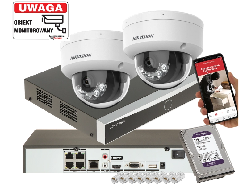 Zestaw na 2 kamery IP Hikvision DS-2CD1183G2-LIUF 8Mpx Smart Hybrid Light + detekcja ruchu