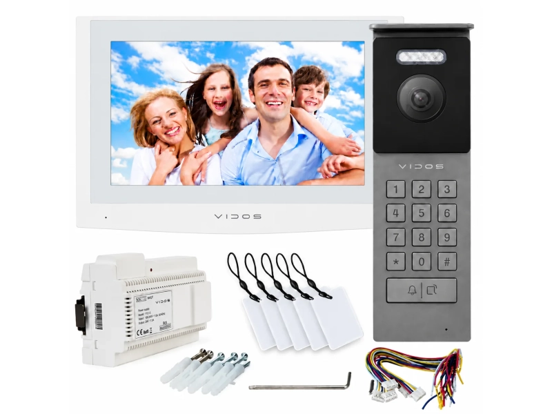 Wideodomofon 2IP 2 żyłowy Vidos M200W-X + S202 v2 Android Czytnik zbliżeniowy MicroSD