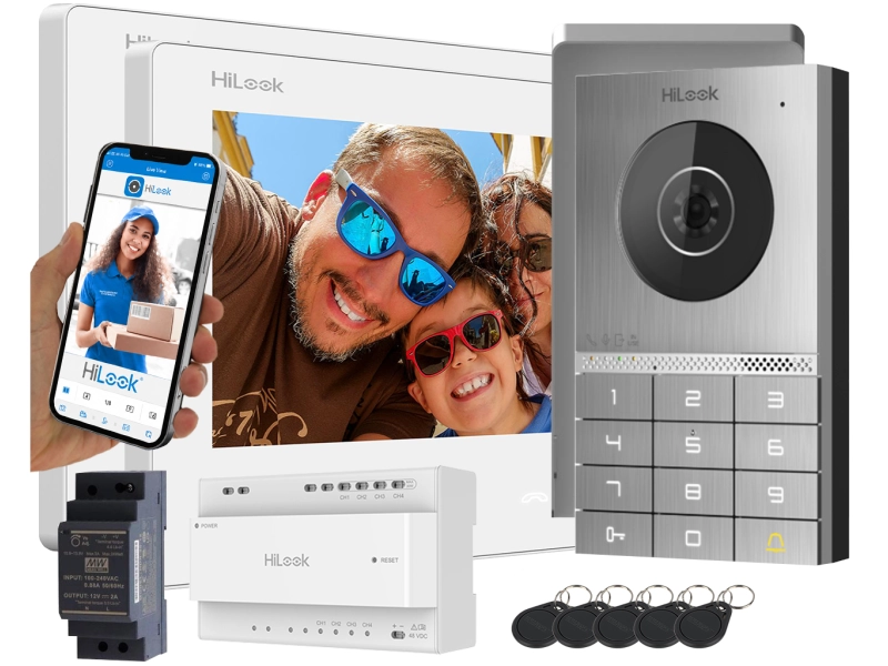 Zestaw wideodomofonowy HD-VIS-02-K-W-2LCD HiLook by Hikvision - 2 żyłowy Czytnik, szyfrator, Aplikacja na Furtkę i Bramę