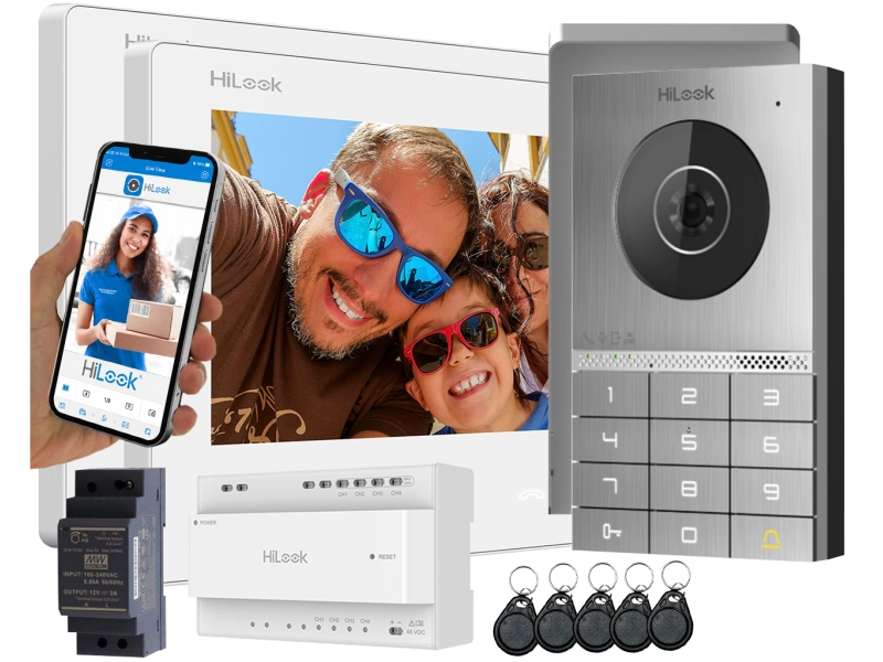 Zestaw wideodomofonowy HD-VIS-02-K-W-2LCD HiLook by Hikvision - 2 żyłowy Czytnik, szyfrator, Aplikacja na Furtkę i Bramę