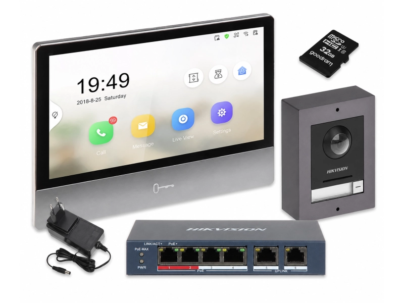 Zestaw wideodomofonowy IP Monitor 7" LCD DS-KH8350-WTE1 + Stacja bramowa DS-KD-8003-IME1