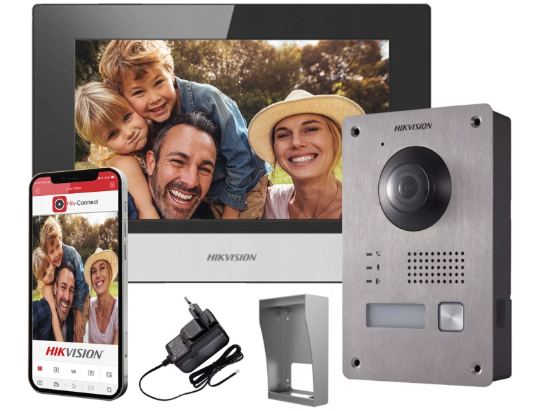 Zestaw wideodomofonowy WiFi 2-żyłowy DS-KIS703Y-P Kamera 2Mpx Furtka Brama