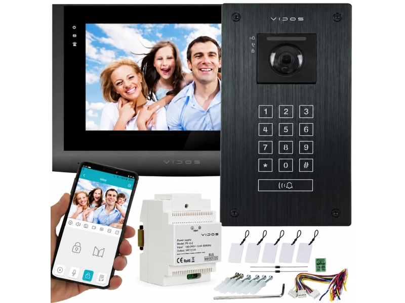 Wideodomofon 2IP 2 żyłowy Vidos M200B-X + S204B Android Podczerwień MicroSD