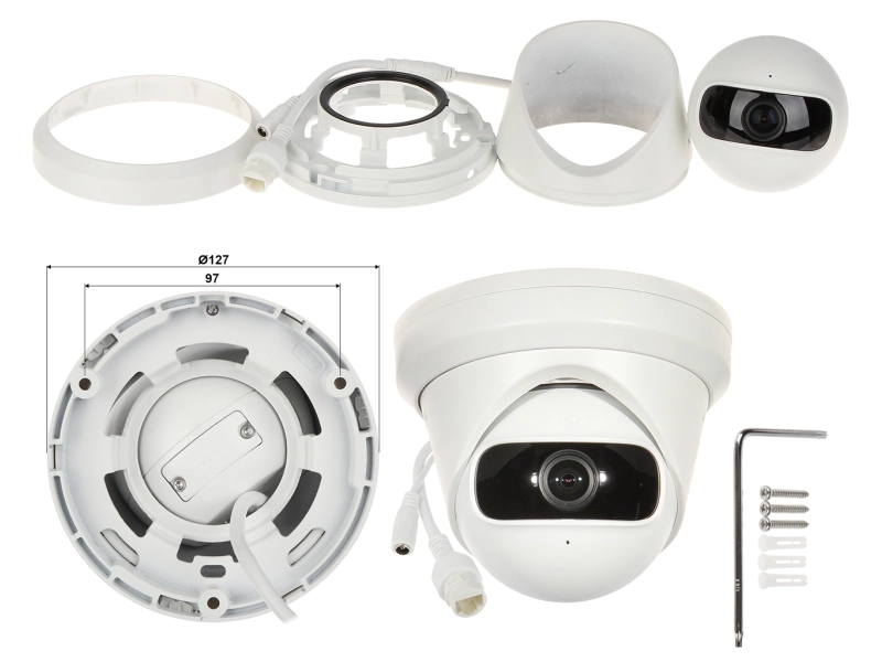 Wewnętrzna kamera IP kopułowa z szerokim kątem widzenia 180° Hikvision DS-2CD2345G0P-I 4Mpx
