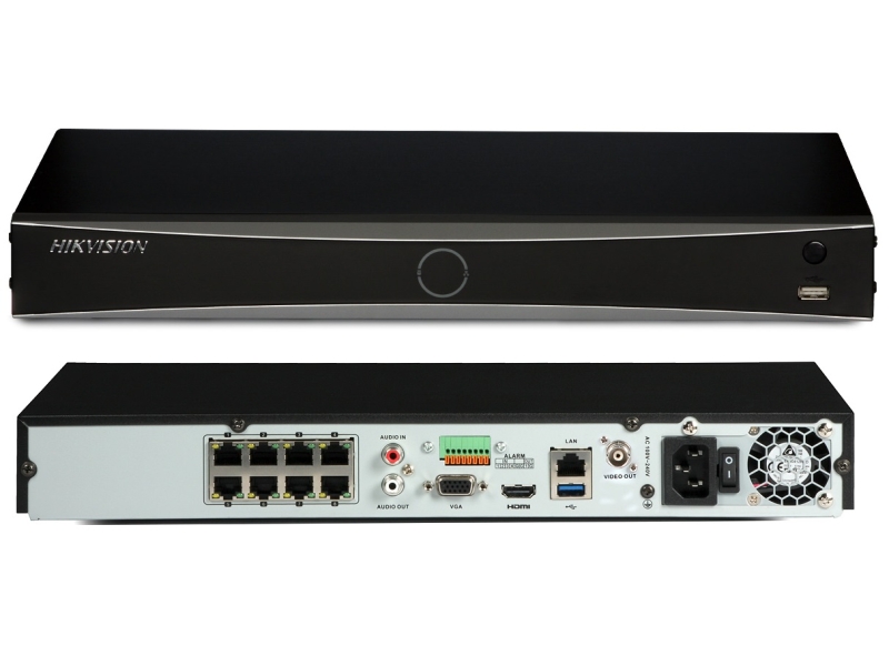 Rejestrator 8-kanałowy IP DS-7608NXI-I2/8P/S ACUSENSE Hikvision + Switch PoE