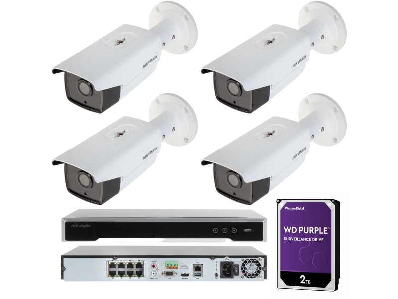 Zestaw 4 kamer IP DS-2CD2545FWD-I Hikvision 4 Mpx IR10
