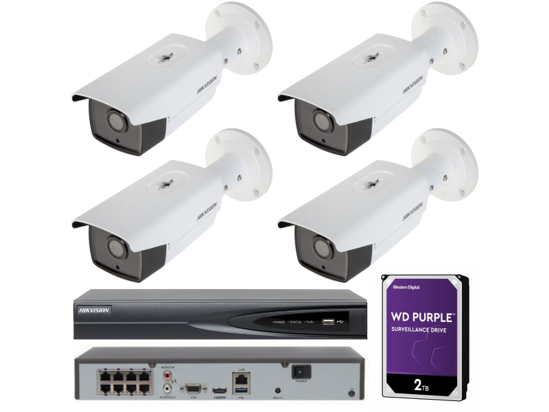 Zestaw 4 kamer IP DS-2CD2545FWD-I Hikvision 4 Mpx IR10
